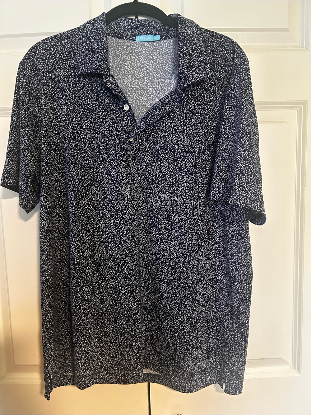 J. McLaughlin Navy Micro-Print Polo